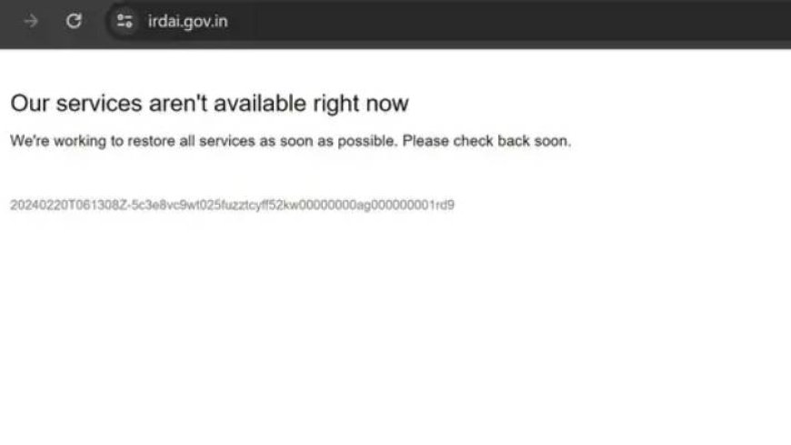 IRDAI Website Outage: Users Face Temporary Disruption